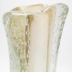 Hand Blown Murano Vase in Clear with 24 Karat Gold Flecks and Bubbles - 3848423