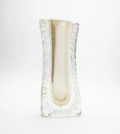 Hand Blown Murano Vase in Clear with 24 Karat Gold Flecks and Bubbles - 3848425
