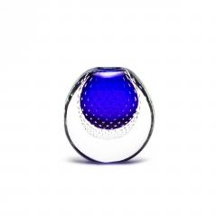 Hand Blown Murano Vase in Cobalt Blue with Bubbles - 4218209