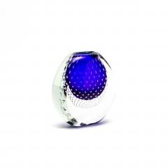 Hand Blown Murano Vase in Cobalt Blue with Bubbles - 4218210