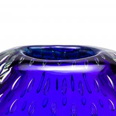 Hand Blown Murano Vase in Cobalt Blue with Bubbles - 4218219