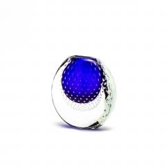 Hand Blown Murano Vase in Cobalt Blue with Bubbles - 4218229