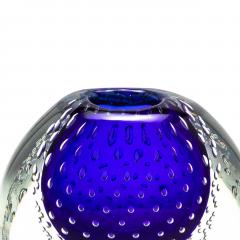 Hand Blown Murano Vase in Cobalt Blue with Bubbles - 4218242