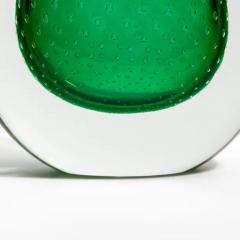 Hand Blown Murano Vase in Emerald Green with Bubbles - 3853708