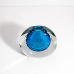 Hand Blown Murano Vase in Lagoon Blue with Bubbles - 3854156