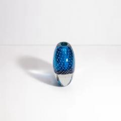 Hand Blown Murano Vase in Lagoon Blue with Bubbles - 3854158
