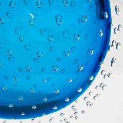 Hand Blown Murano Vase in Lagoon Blue with Bubbles - 3854160