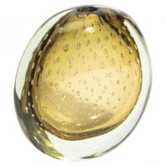 Hand Blown Murano Vase in Smokey Gold with Bubbles - 4237260