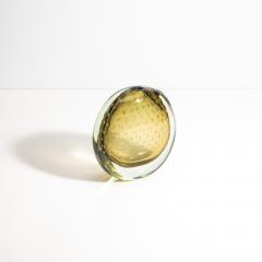 Hand Blown Murano Vase in Smokey Gold with Bubbles - 4237274