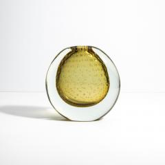 Hand Blown Murano Vase in Smokey Gold with Bubbles - 4237275