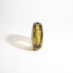 Hand Blown Murano Vase in Smokey Gold with Bubbles - 4237290