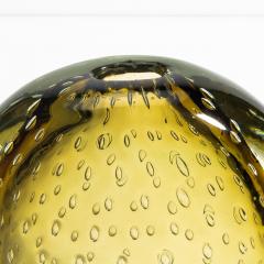 Hand Blown Murano Vase in Smokey Gold with Bubbles - 4237293