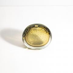 Hand Blown Murano Vase in Smokey Gold with Bubbles - 4237304