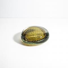 Hand Blown Murano Vase in Smokey Gold with Bubbles - 4237315