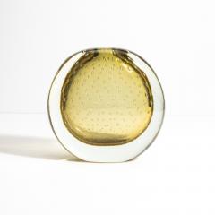 Hand Blown Murano Vase in Smokey Gold with Bubbles - 4237316