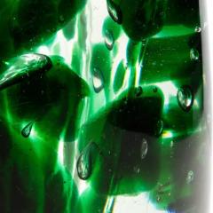 Hand Blown Murano Vase with Emerald Green Details - 3851992