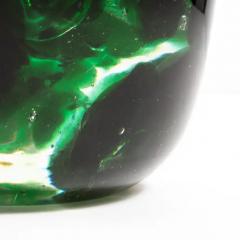 Hand Blown Murano Vase with Emerald Green Details - 3851994