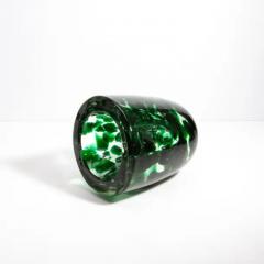 Hand Blown Murano Vase with Emerald Green Details - 3852026