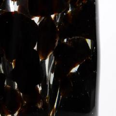 Hand Blown Murano Vase with Onyx Black and Dark Amber Details - 3854134