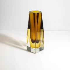 Hand Blown Murano Vase with Square Base in Amber - 3851084