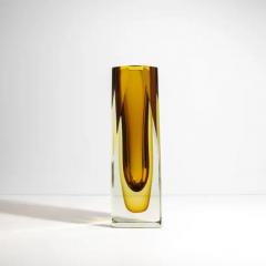 Hand Blown Murano Vase with Square Base in Amber - 3851088