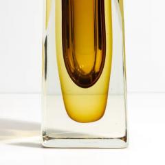 Hand Blown Murano Vase with Square Base in Amber - 3851089