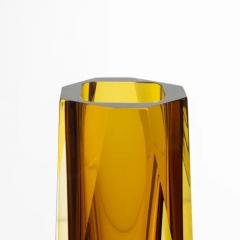 Hand Blown Murano Vase with Square Base in Amber - 3851090