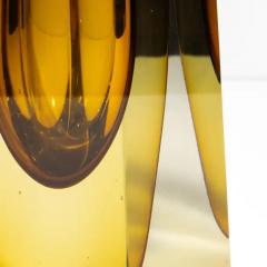 Hand Blown Murano Vase with Square Base in Amber - 3851135