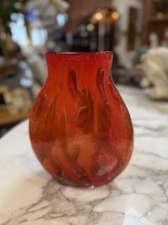Hand Blown Red Murano Art Glass Italian Vase - 4372835