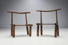Hand Carved African Baule Tribal Chairs Ivory Coast Early 20th century - 2157740