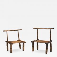 Hand Carved African Baule Tribal Chairs Ivory Coast Early 20th century - 2158701
