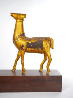 Hand Carved Gilt Gold Animal Sculpture Wood Base Decorative Piece - 2827026