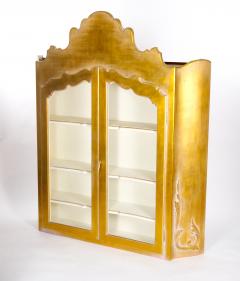 Hand Carved Gilt Gold Painted Exterior Two Part Display Cabinet - 3534797