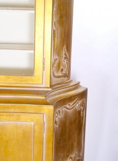 Hand Carved Gilt Gold Painted Exterior Two Part Display Cabinet - 3534798