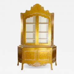 Hand Carved Gilt Gold Painted Exterior Two Part Display Cabinet - 3536428