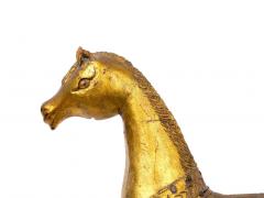 Hand Carved Gilt Gold Wood Base Decorative Horse Sculpture - 2827040