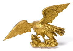 Hand Carved Gilt Wood Perched American Eagle - 3787232