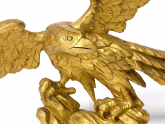 Hand Carved Gilt Wood Perched American Eagle - 3787251