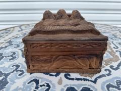 Hand Carved Jaguar Relief Wooden Jewelry Box - 4398102