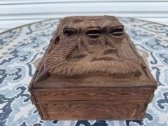 Hand Carved Jaguar Relief Wooden Jewelry Box - 4398105