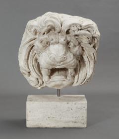 Hand Carved Marble Lion Head with Stand - 3754690