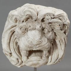 Hand Carved Marble Lion Head with Stand - 3754692