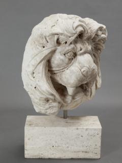 Hand Carved Marble Lion Head with Stand - 3754695