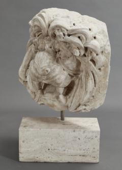 Hand Carved Marble Lion Head with Stand - 3754696