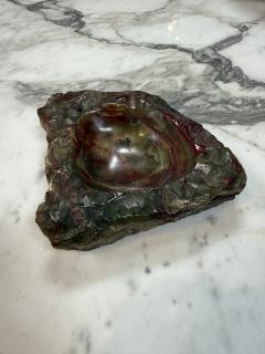 Hand Carved Multicolor Marble Ashtray with Natural Raw Edge - 4727144