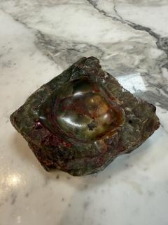 Hand Carved Multicolor Marble Ashtray with Natural Raw Edge - 4727145
