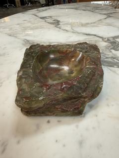 Hand Carved Multicolor Marble Ashtray with Natural Raw Edge - 4727146