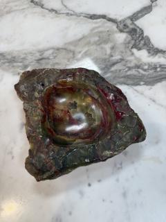 Hand Carved Multicolor Marble Ashtray with Natural Raw Edge - 4727148