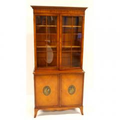 Hand Carved Painted Satinwood Adams Style Bookcase Display Cabinet - 3623939