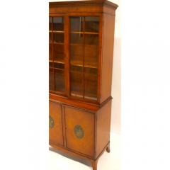 Hand Carved Painted Satinwood Adams Style Bookcase Display Cabinet - 3623943